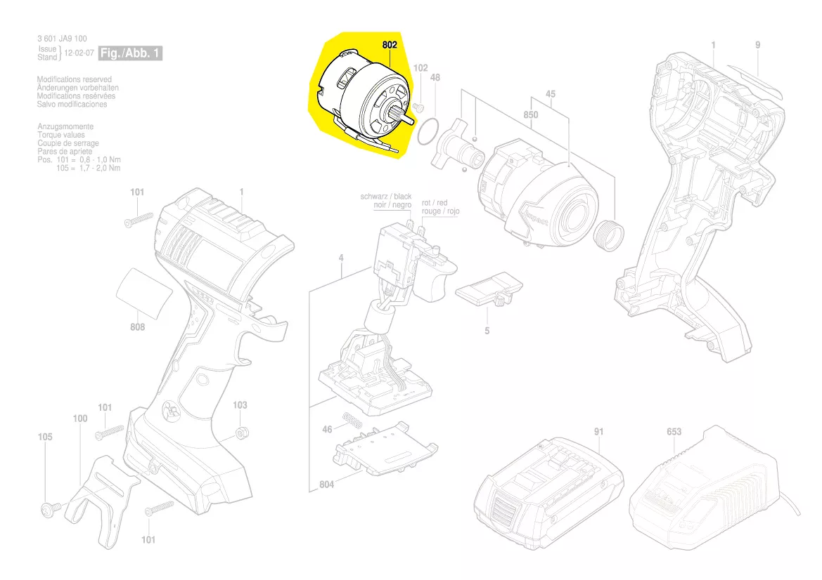 Moteur 18V réf. 2 609 199 421 Bosch